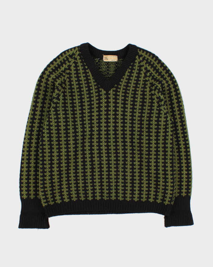Vintage Men's Green Chunky Knit Wool Sweater - L