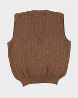 Vintage Patterned Merino Wool Cardigan Vest - L