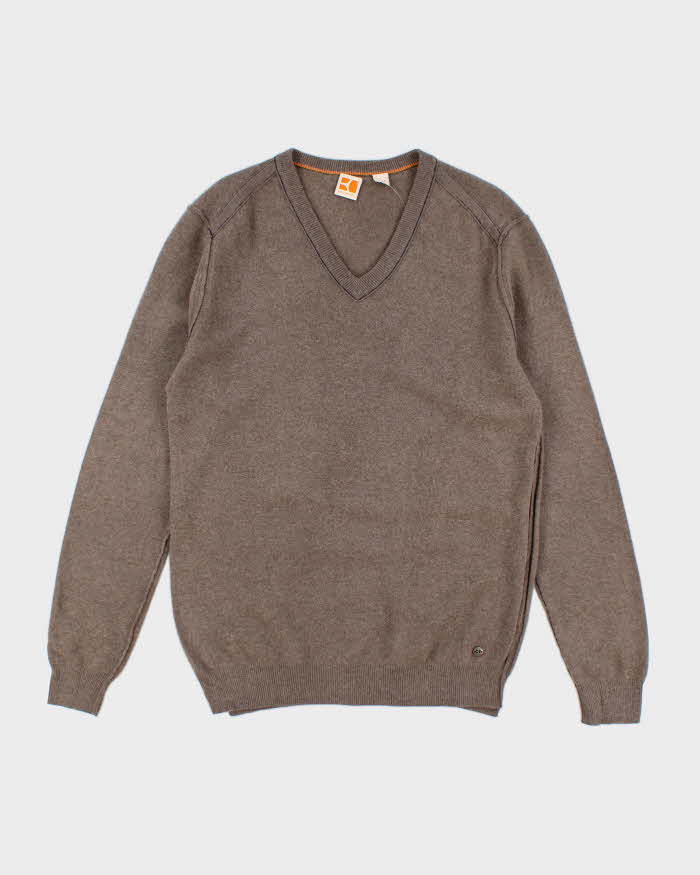 Boss Orange Soft Wool Grey V-Neck Jumper - L