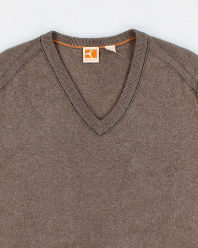 Boss Orange Soft Wool Grey V-Neck Jumper - L