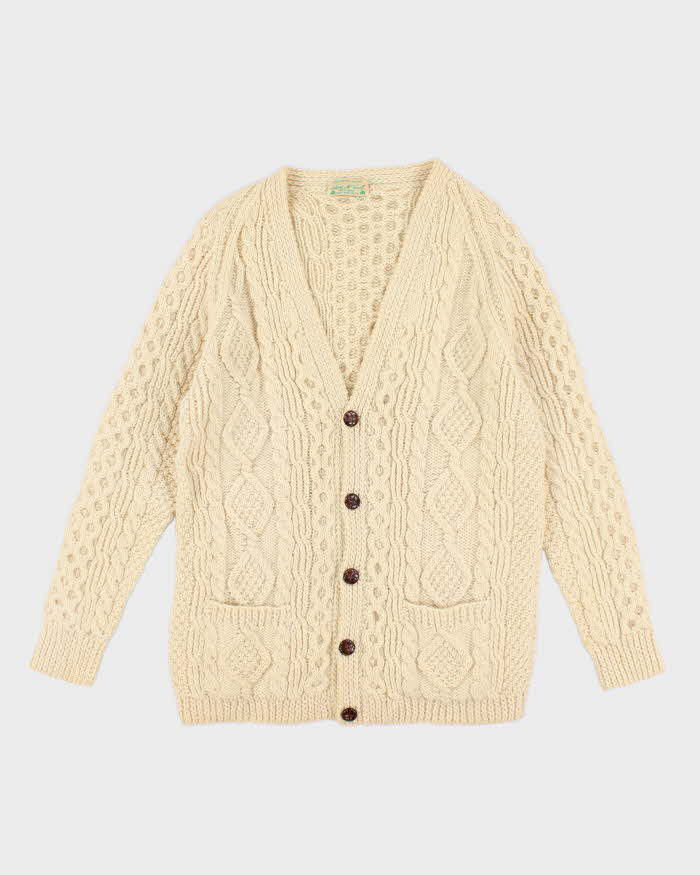 Vintage Anne McCool Handknit Wool Aran Cardigan - L
