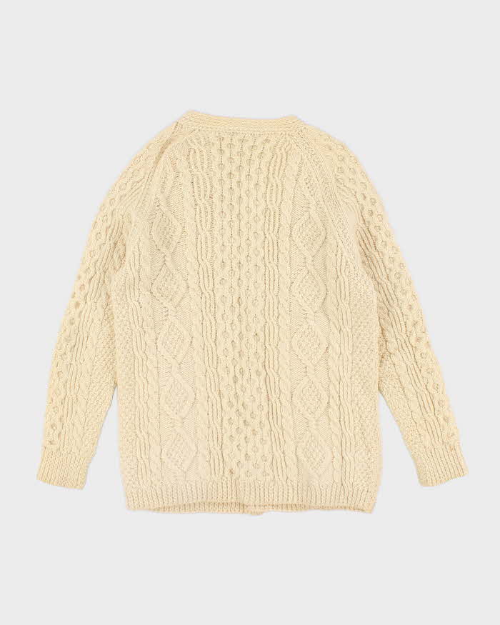 Vintage Anne McCool Handknit Wool Aran Cardigan - L
