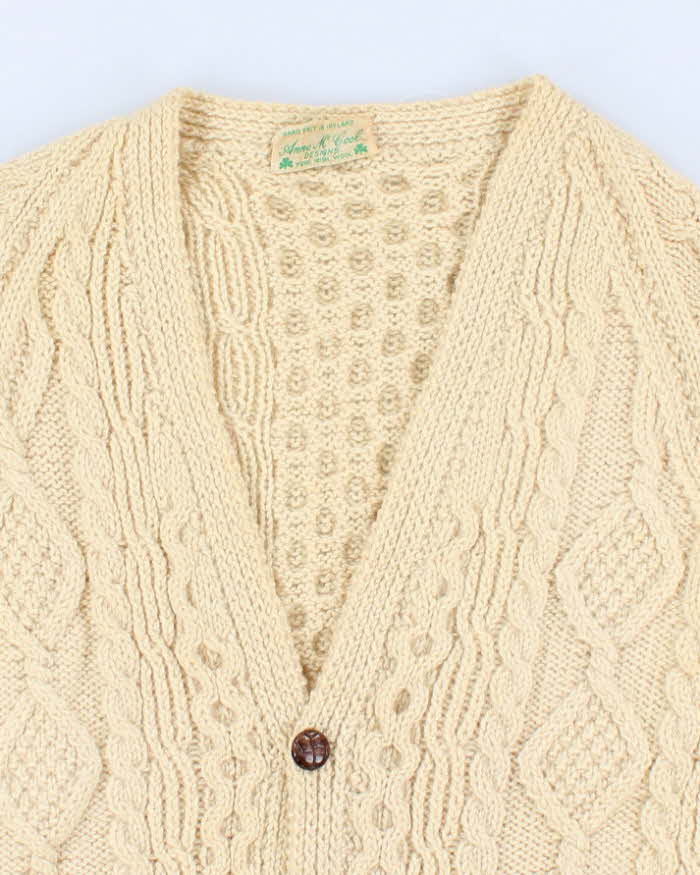 Vintage Anne McCool Handknit Wool Aran Cardigan - L
