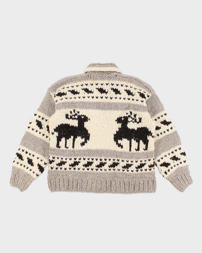 Vintage Knit Deer Patterned Cowichan - M
