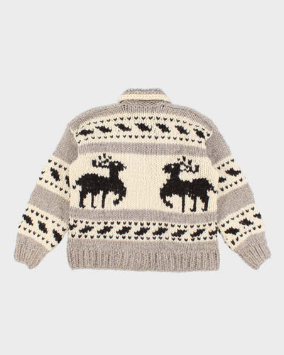 Vintage Knit Deer Patterned Cowichan - M