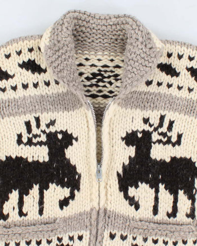 Vintage Knit Deer Patterned Cowichan - M