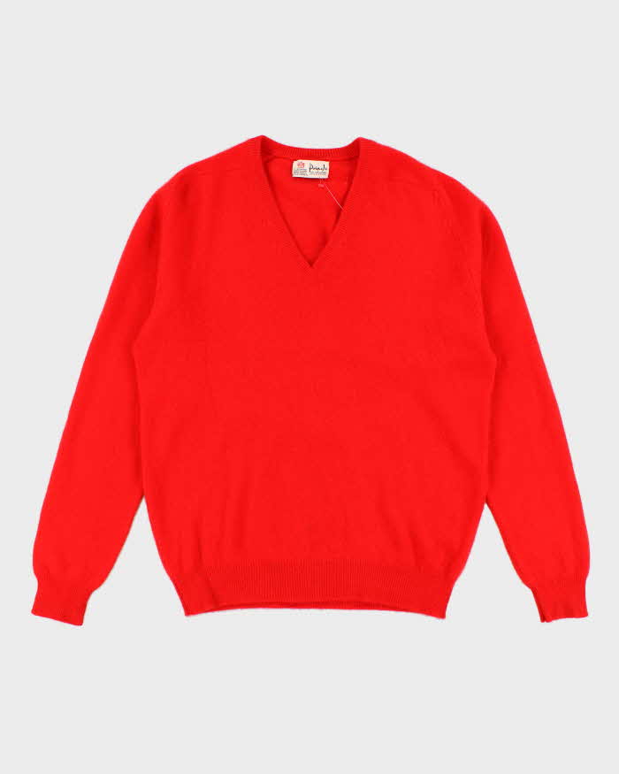 60s Vintage Men's Red Pringle Cashmere Knit Sweater - M