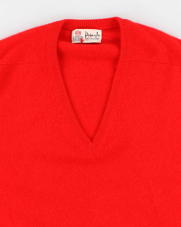 60s Vintage Men's Red Pringle Cashmere Knit Sweater - M