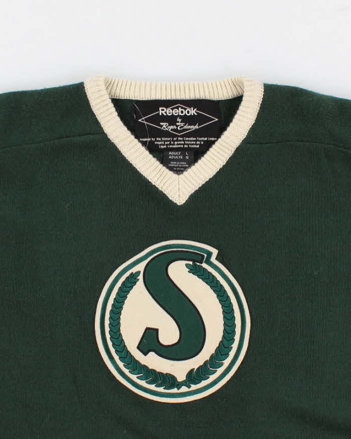 Mens Green Reebok x Saskatchewan Roughriders Knit Jersey - L
