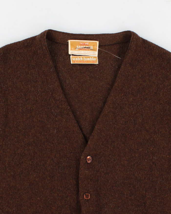 Vintage 80s Jantzen Brown Knit Cardigan - L
