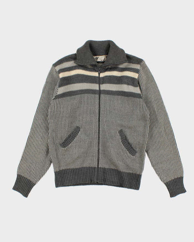 Vintage Striped Zip-Up Jumper - M