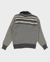 Vintage Striped Zip-Up Jumper - M