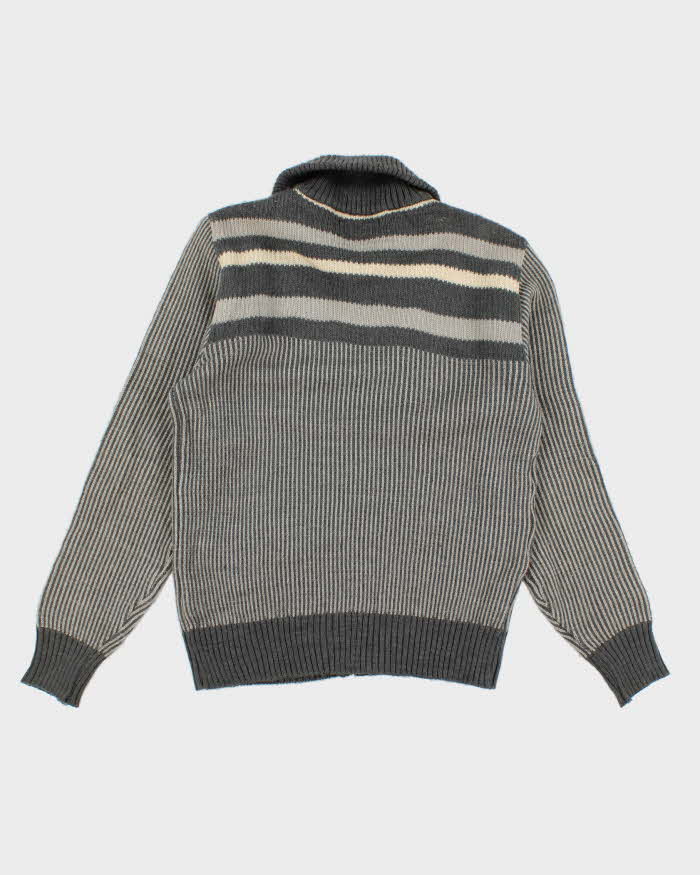 Vintage Striped Zip-Up Jumper - M