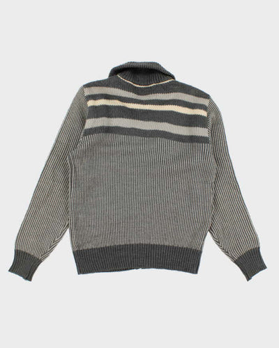 Vintage Striped Zip-Up Jumper - M