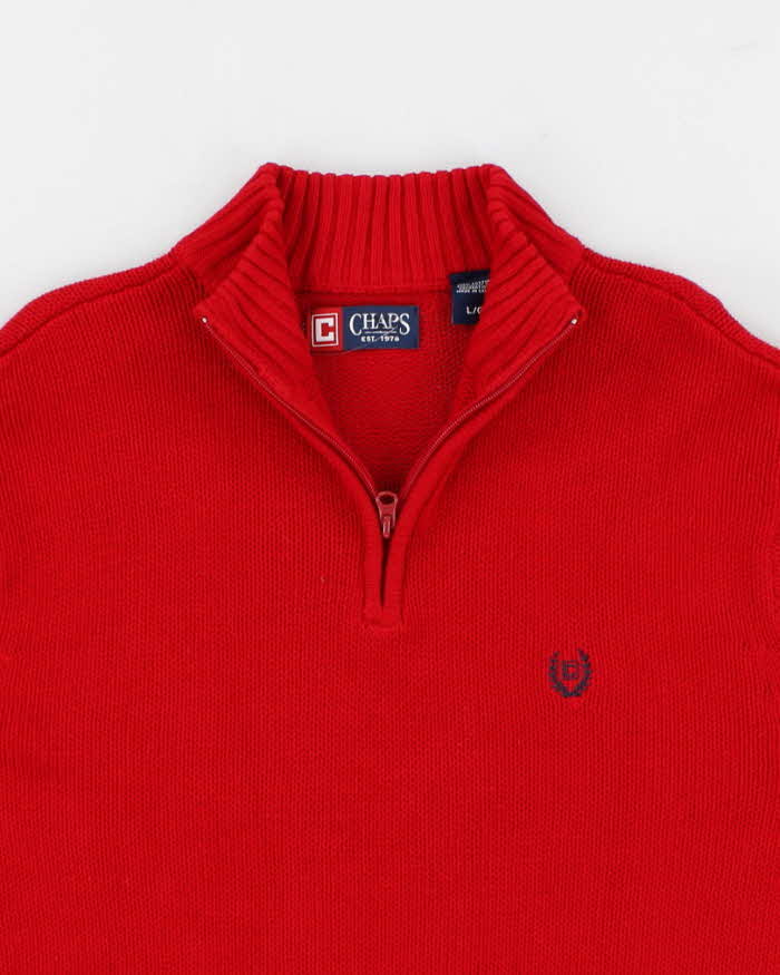 00s Chaps Red Quarter Zip Knit Jumper - L