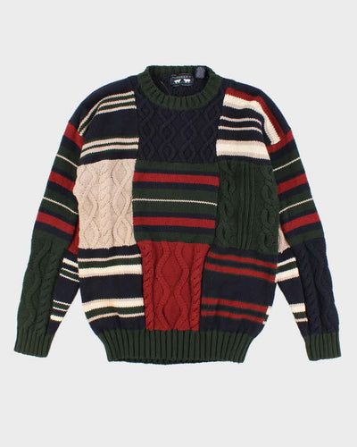 Men's Multi-coloured Chunky Cable Knit Sweater - L