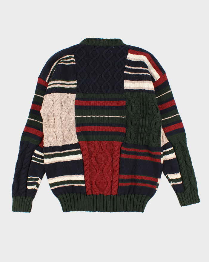 Men's Multi-coloured Chunky Cable Knit Sweater - L