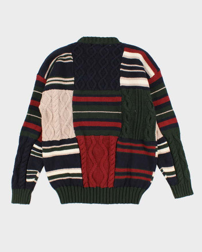 Men's Multi-coloured Chunky Cable Knit Sweater - L