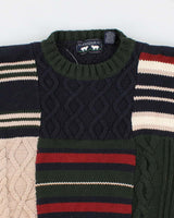 Men's Multi-coloured Chunky Cable Knit Sweater - L