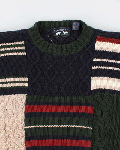 Men's Multi-coloured Chunky Cable Knit Sweater - L