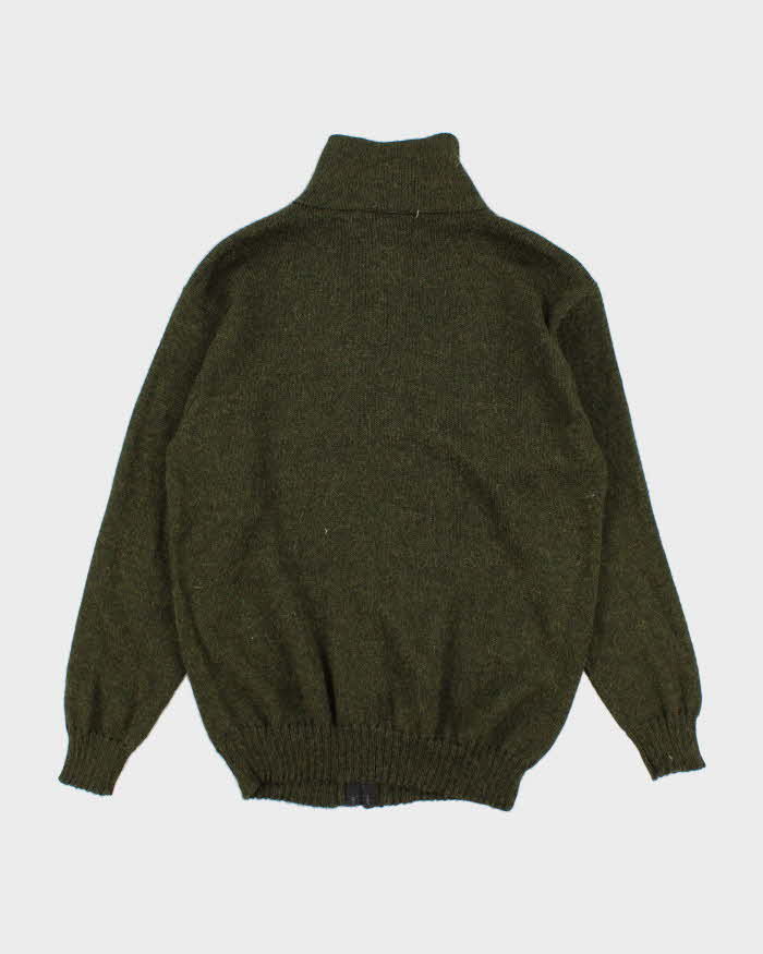 Men's Green Funnel neck Zip Up Cardigan - M
