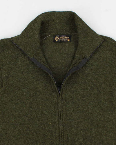 Men's Green Funnel neck Zip Up Cardigan - M