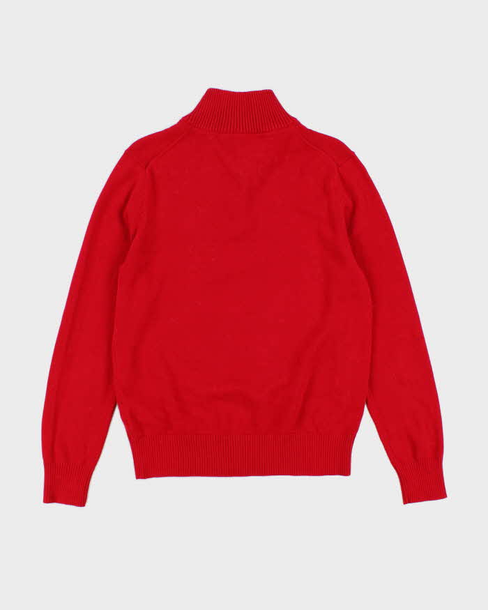 00s Tommy Hilfiger Quarter Zip Red Jumper - M