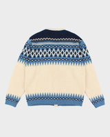 80s Vintage Men's Blue Fair Isle Knit  Wool Cardigan - L