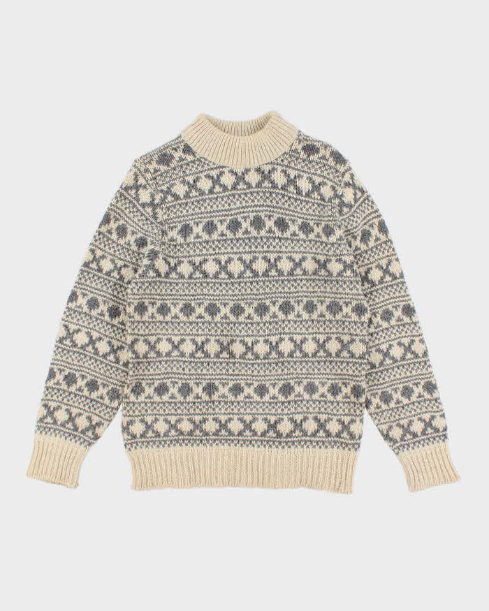 50s Vintage Mens Cream Jantzen Knit Sweater - M