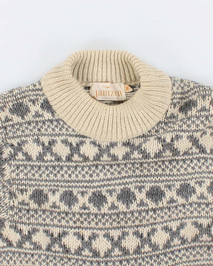 50s Vintage Mens Cream Jantzen Knit Sweater - M