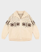 Mens Cream Wool Hand Knit Cardigan - S