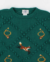 Vintage Men's Green Fox Patterned Knit Sweater - M