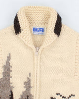 Mens Cream Chunky Wool Knit Zip Up Vest - M