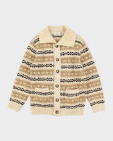 Vintage Men's Cream Fair Isle Knit Cardigan - S