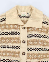 Vintage Men's Cream Fair Isle Knit Cardigan - S