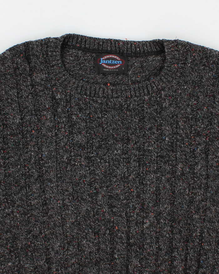 Mens Grey Jantzen Wool Knit Sweater - L