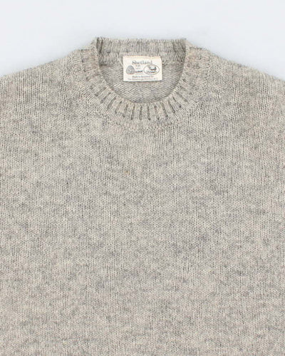 Men's Grey Wool Knit Sweater - L