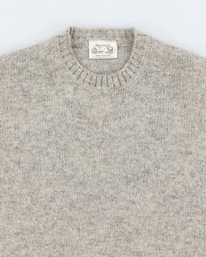 Men's Grey Wool Knit Sweater - L