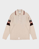 80s Vintage Men's Cream Knit Collard Sweater - M