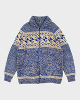 Vintage Blue Patterned Cowichan - XL