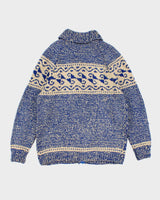 Vintage Blue Patterned Cowichan - XL