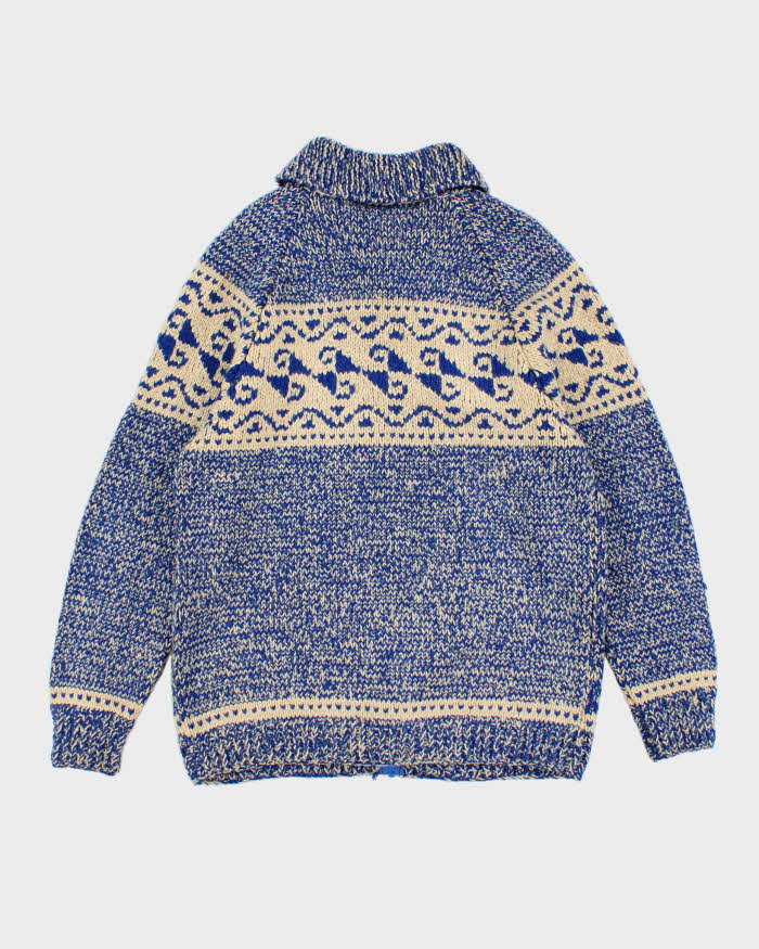 Vintage Blue Patterned Cowichan - XL