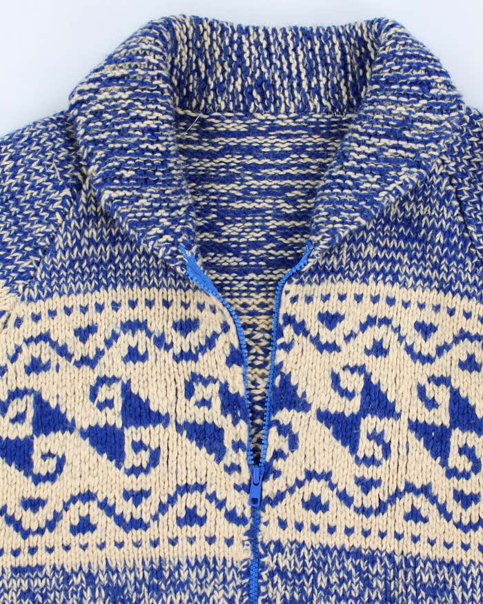 Vintage Blue Patterned Cowichan - XL