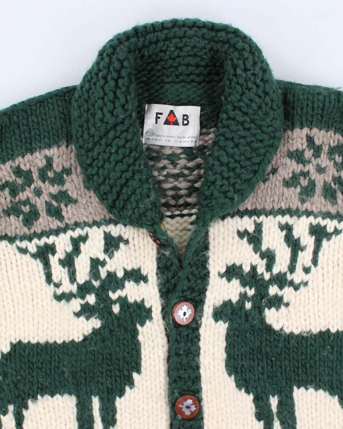 【90s】 Cowichan sweater ''馬柄'' Vintage 90s FAB Canadian Cowichan Cardigan - XXL – Rokit