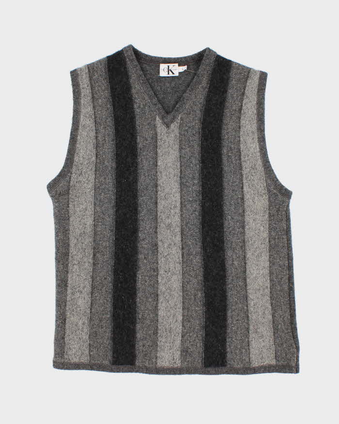 Calvin Klein Jeans Wool Blend Textured Striped Vest - L