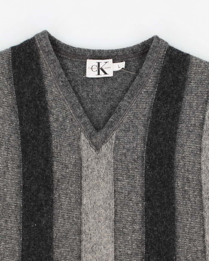 Calvin Klein Jeans Wool Blend Textured Striped Vest - L