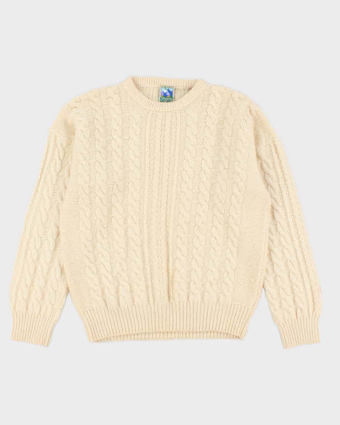 Vintage 90s TT &amp; Co Cableknit Wool Jumper - M