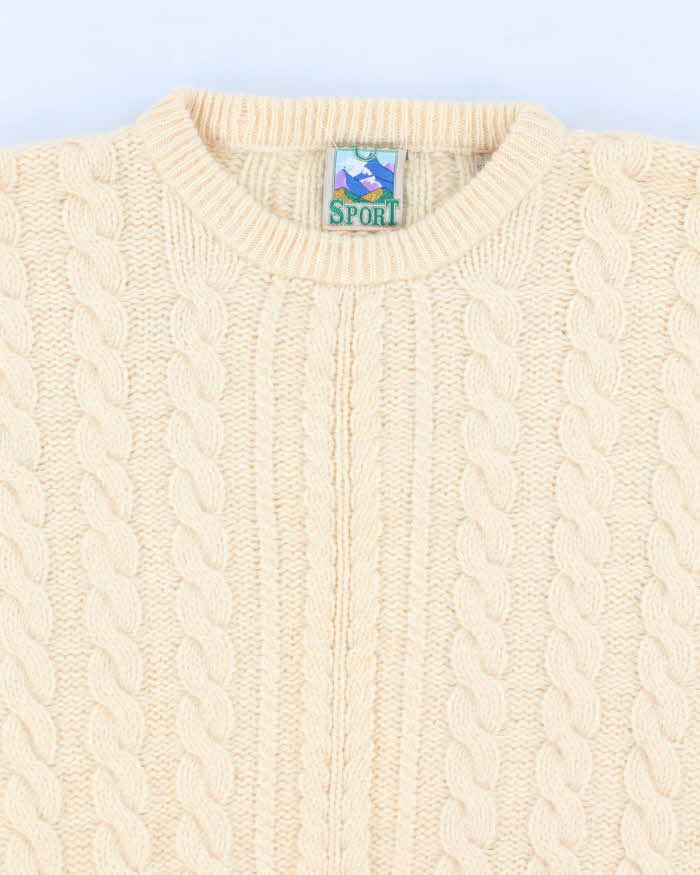 Vintage 90s TT &amp; Co Cableknit Wool Jumper - M