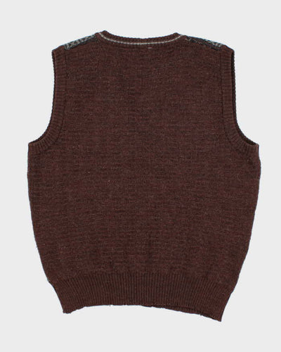 Vintage Patterned Knit Cardigan Vest - M