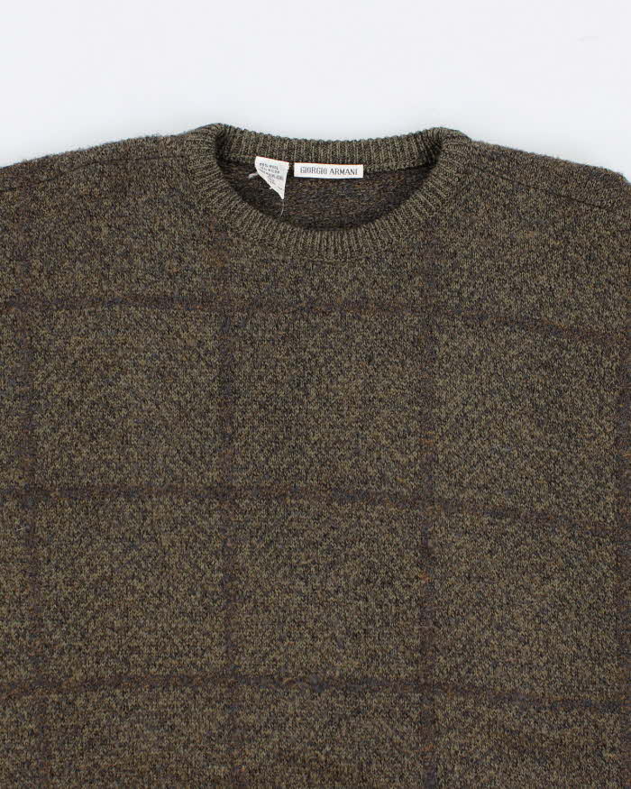 トップス 80's GIORGIO ARMANI Mock-neck Pile Knit Vintage 80s Giorgio Armani Wool Blend Green Jumper - L – Rokit